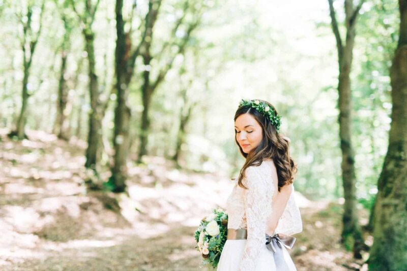 bride-looking-back-quiet-flower-crown