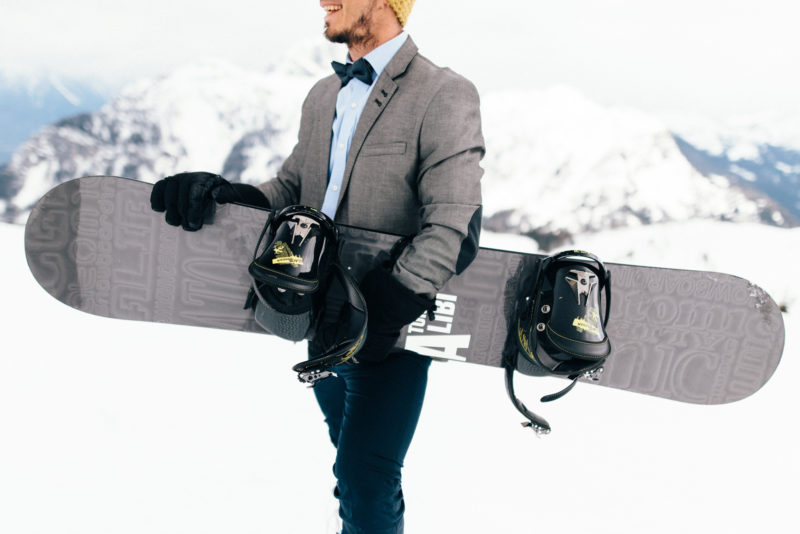 snowboard groom bowtie