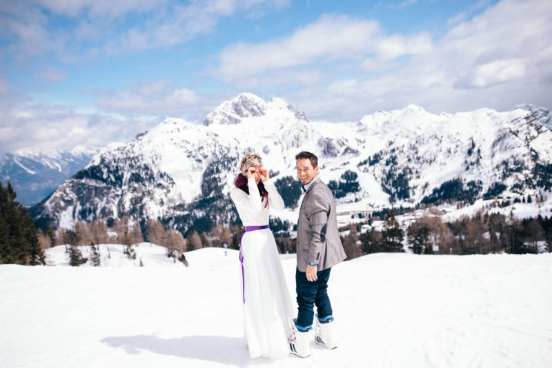 nassfeld ski wedding couple
