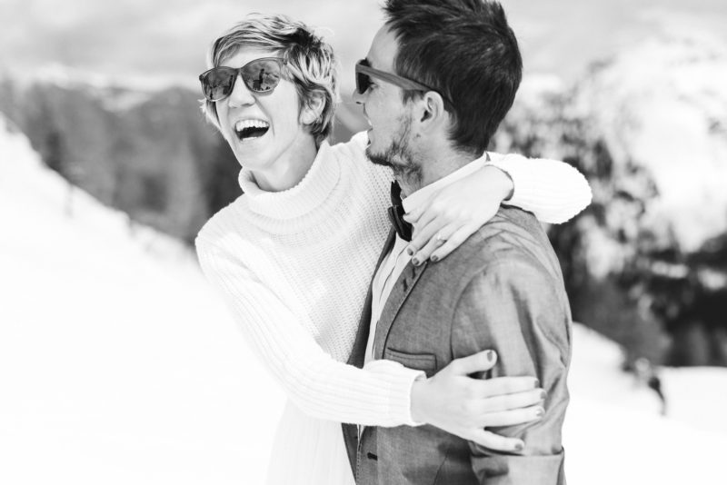 couple loving each other in snow