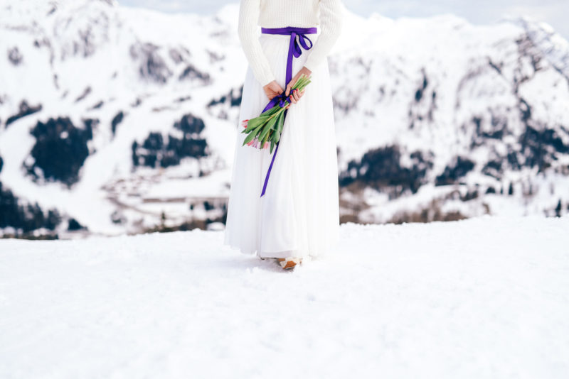 winter wedding bride portrait