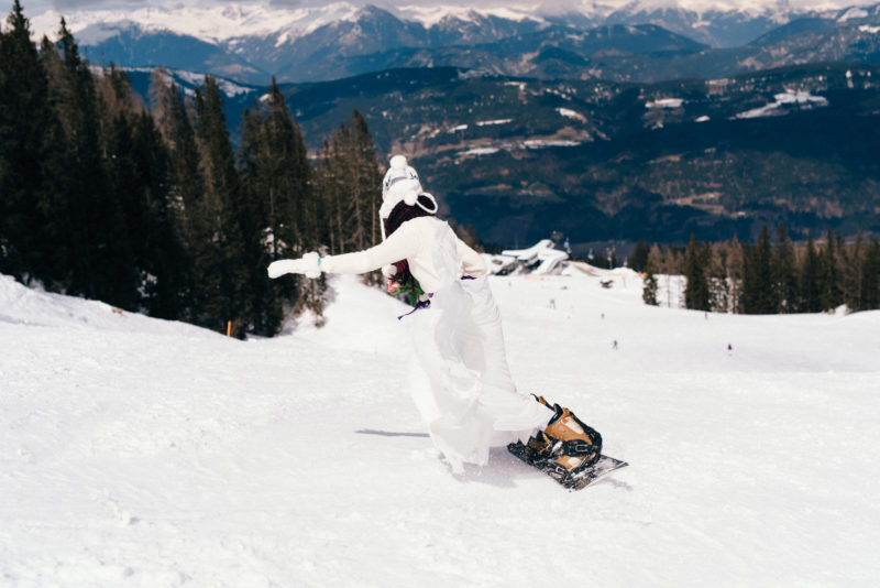snowboard wedding couple