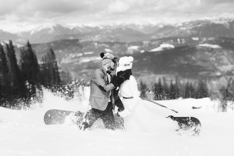 snowboard wedding couple
