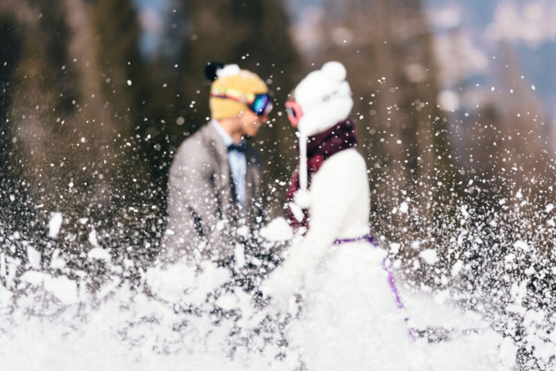 snowboard wedding couple