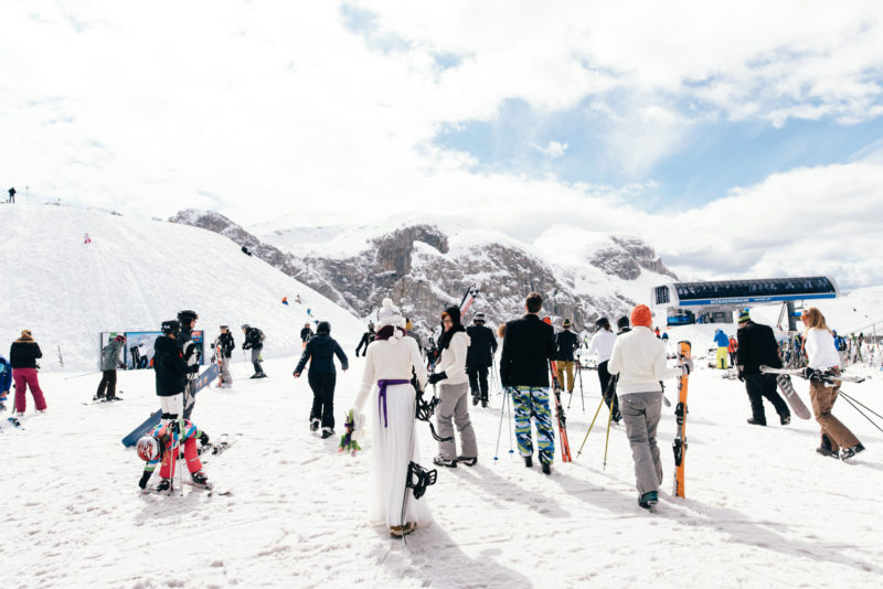 snowboard wedding group shot