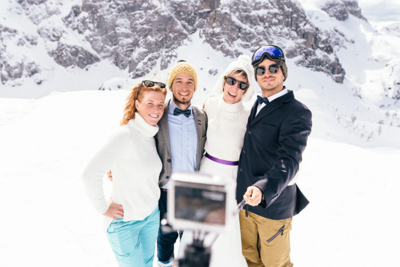 mountain wedding selfie
