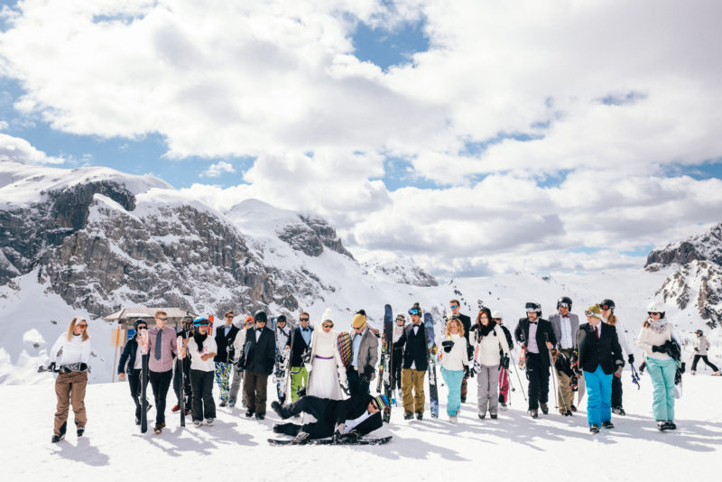 wedding party stoming a friend