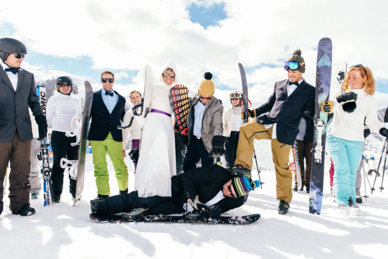 wedding party stoming a friend