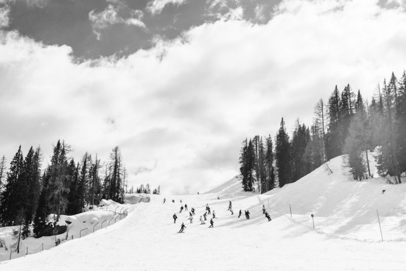 wedding party skiing
