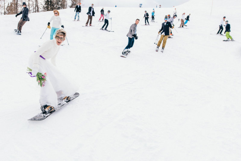 snowboarding bride