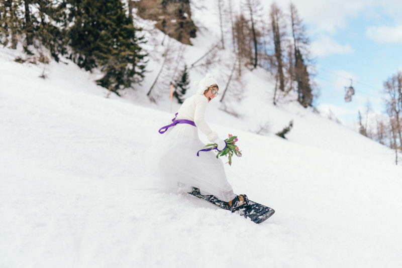 snowboarding bride